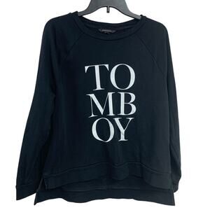 Banana Republic Womens Medium 100% Cotton Tomboy Long Sleeve Black Sweatshirt